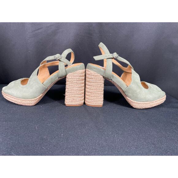 YELLOWBOX Sage Green Heeled Sandal, Criss Cross Straps Embellished with Rope, 10 - Picture 5 of 6